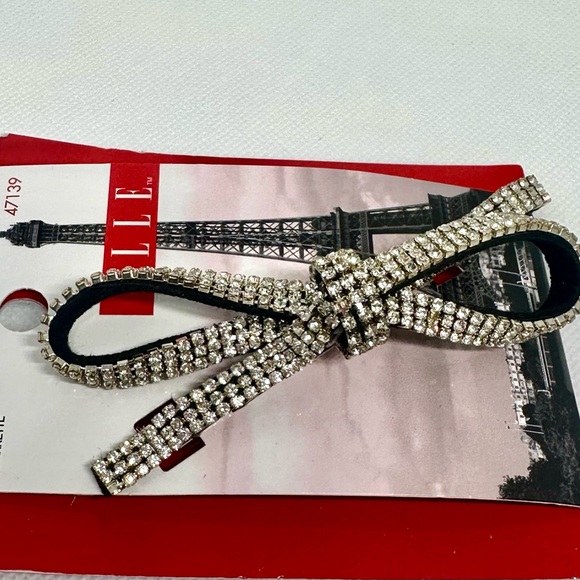 NWT RHINESTONE INTRICATE BOW BARRETTE BY ELLE - Picture 4 of 6